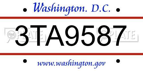 3TA9587 District Of Columbia License Plate