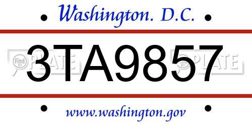 3TA9857 District Of Columbia License Plate