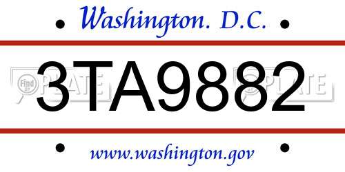 3TA9882 District Of Columbia License Plate