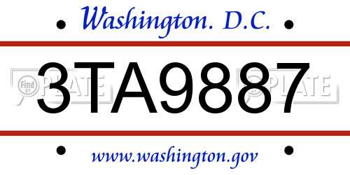 3TA9887 District Of Columbia License Plate