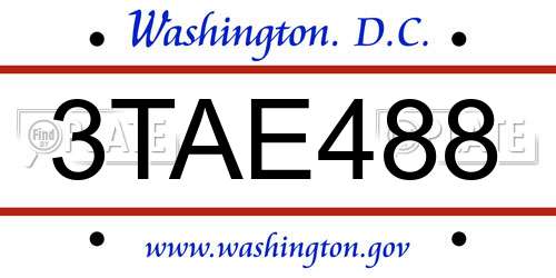 3TAE488 District Of Columbia License Plate