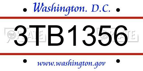3TB1356 District Of Columbia License Plate