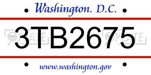 3TB2675 District Of Columbia License Plate