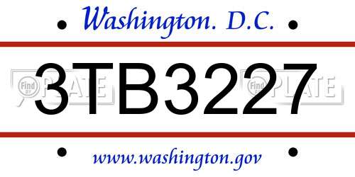 3TB3227 District Of Columbia License Plate