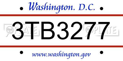 3TB3277 District Of Columbia License Plate