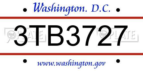 3TB3727 District Of Columbia License Plate