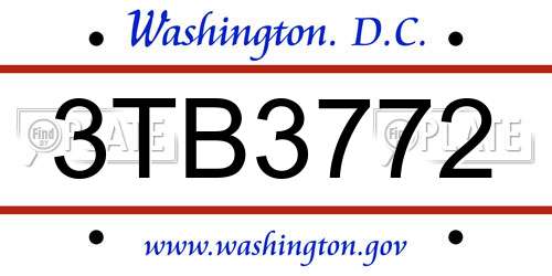 3TB3772 District Of Columbia License Plate