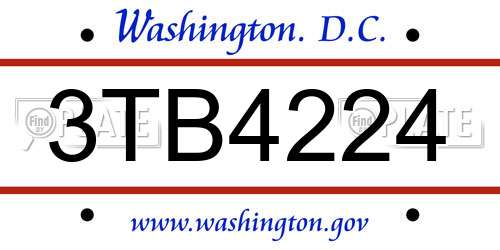 3TB4224 District Of Columbia License Plate