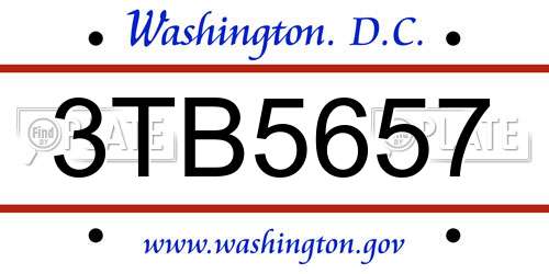 3TB5657 District Of Columbia License Plate
