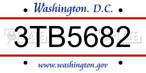 3TB5682 District Of Columbia License Plate