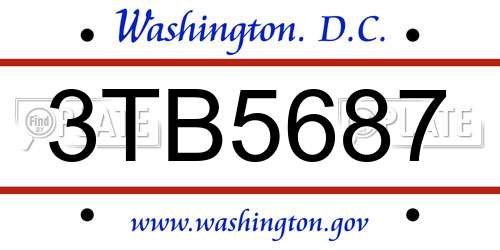 3TB5687 District Of Columbia License Plate