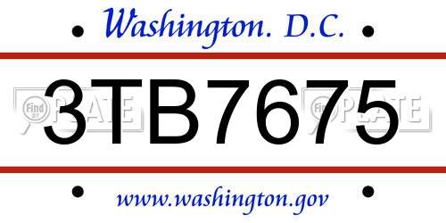 3TB7675 District Of Columbia License Plate