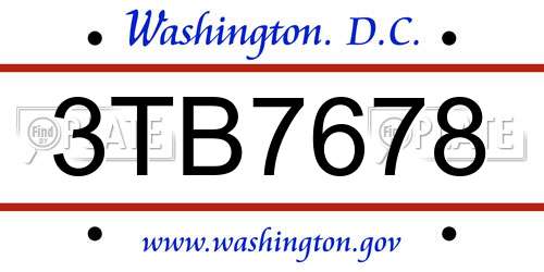 3TB7678 District Of Columbia License Plate