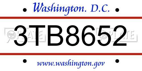 3TB8652 District Of Columbia License Plate