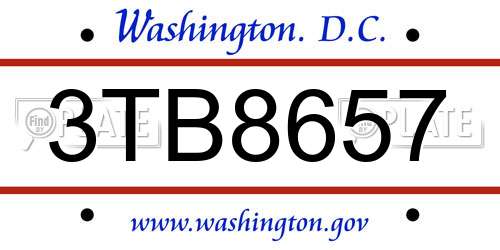 3TB8657 District Of Columbia License Plate