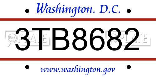 3TB8682 District Of Columbia License Plate