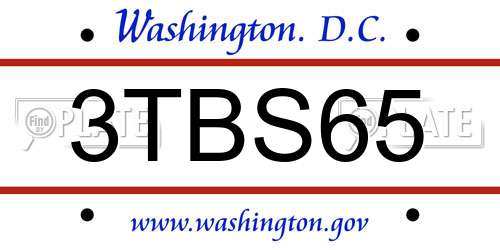 3TBS65 District Of Columbia License Plate