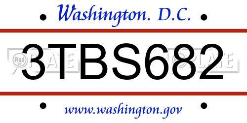 3TBS682 District Of Columbia License Plate