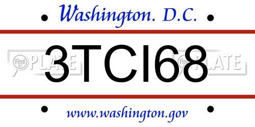 3TCI68 District Of Columbia License Plate