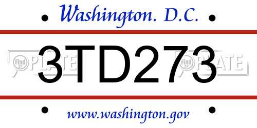 3TD273 District Of Columbia License Plate