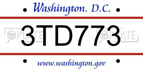 3TD773 District Of Columbia License Plate