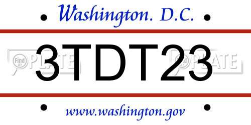 3TDT23 District Of Columbia License Plate