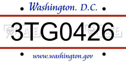 3TG0426 District Of Columbia License Plate