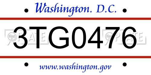 3TG0476 District Of Columbia License Plate