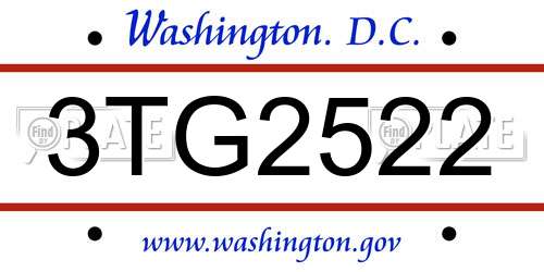 3TG2522 District Of Columbia License Plate