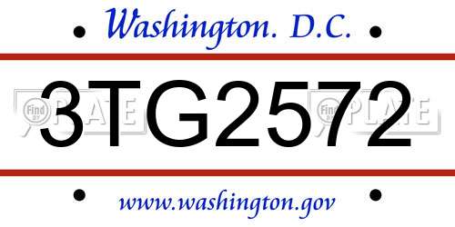 3TG2572 District Of Columbia License Plate