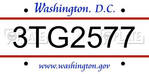 3TG2577 District Of Columbia License Plate