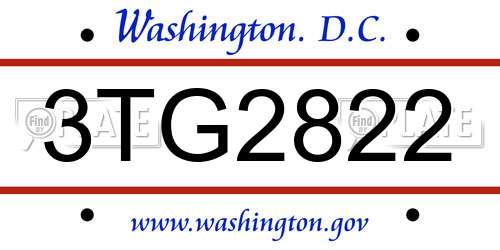 3TG2822 District Of Columbia License Plate