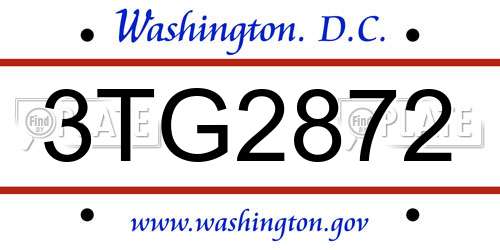 3TG2872 District Of Columbia License Plate