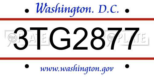 3TG2877 District Of Columbia License Plate