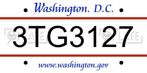 3TG3127 District Of Columbia License Plate