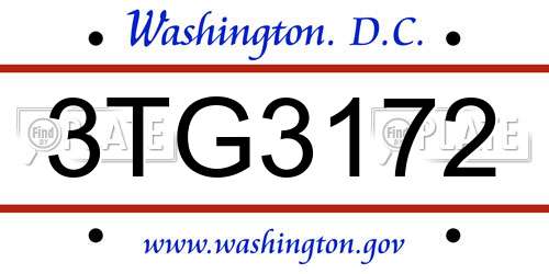 3TG3172 District Of Columbia License Plate