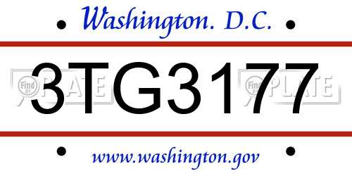 3TG3177 District Of Columbia License Plate