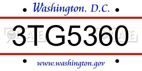 3TG5360 District Of Columbia License Plate