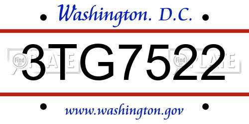 3TG7522 District Of Columbia License Plate