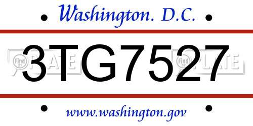 3TG7527 District Of Columbia License Plate