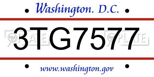 3TG7577 District Of Columbia License Plate