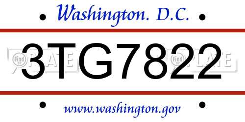 3TG7822 District Of Columbia License Plate