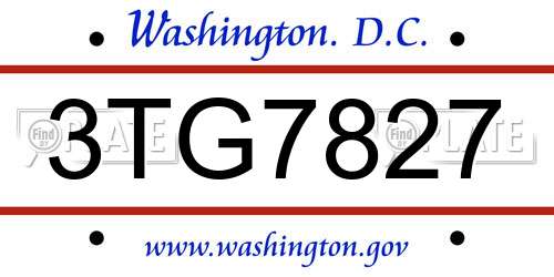 3TG7827 District Of Columbia License Plate