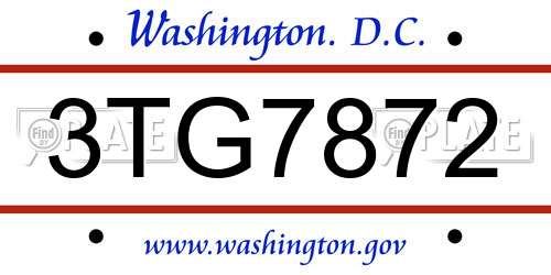 3TG7872 District Of Columbia License Plate