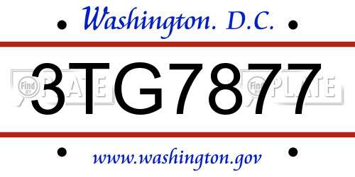3TG7877 District Of Columbia License Plate