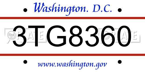 3TG8360 District Of Columbia License Plate