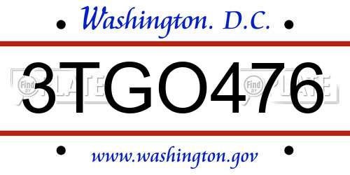 3TGO476 District Of Columbia License Plate