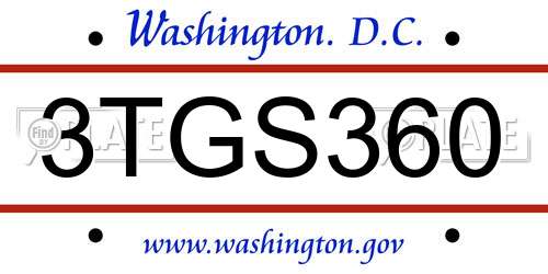 3TGS360 District Of Columbia License Plate