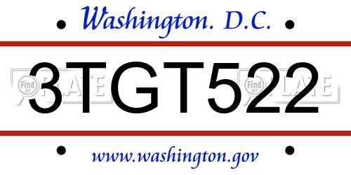 3TGT522 District Of Columbia License Plate