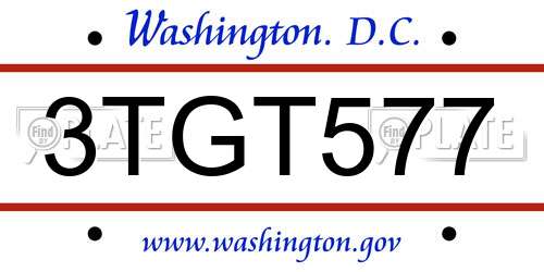 3TGT577 District Of Columbia License Plate